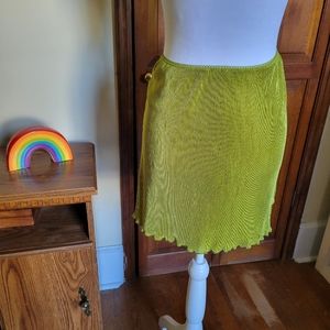 High waisted ribbed slinky mini skirt